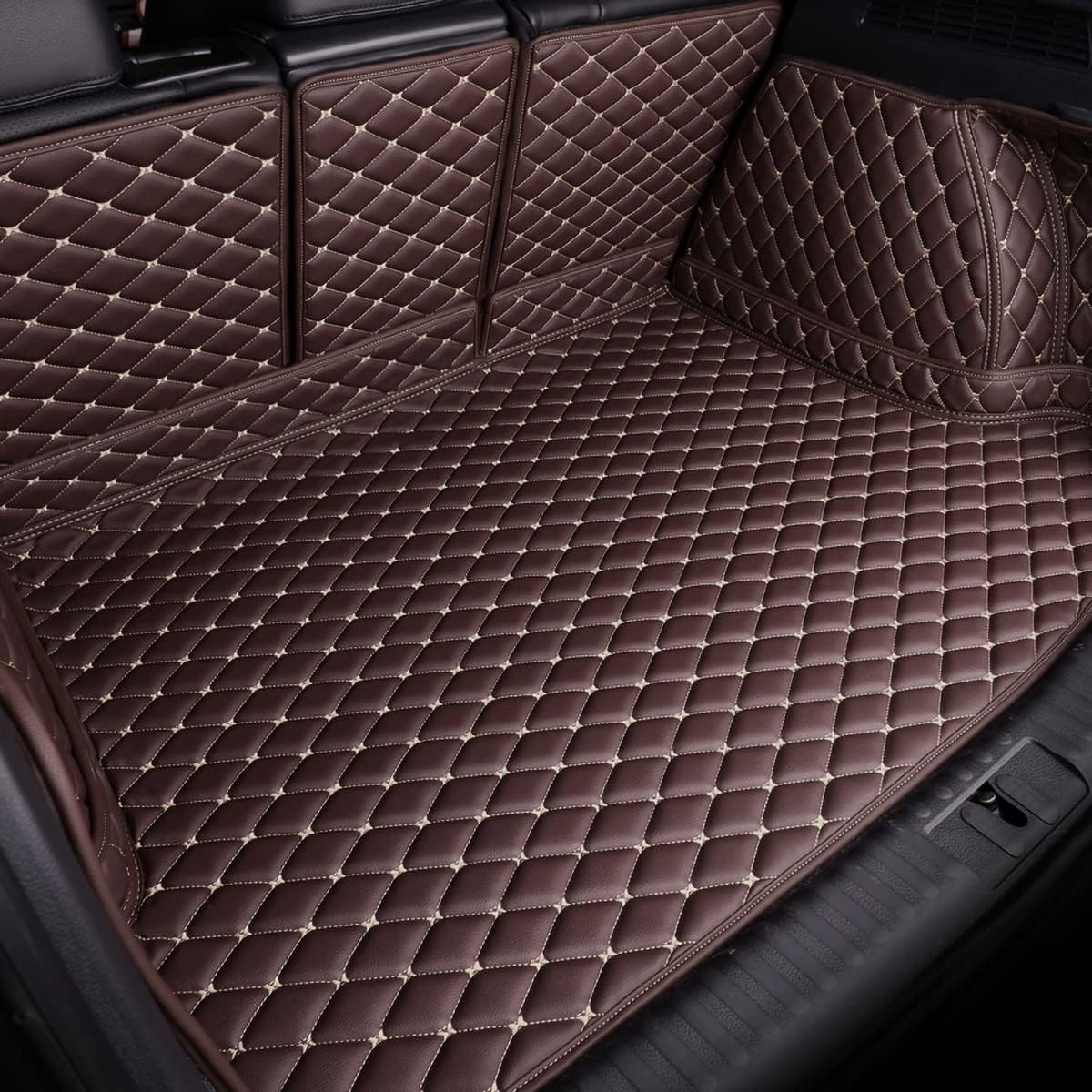 Full Coverage Car Boot Liners for Audi A3 hatchback 2014-2020（Left side with net）, Car Boot Mats Anti-Slip Waterproof Cargo Protector Trunk Liner,C