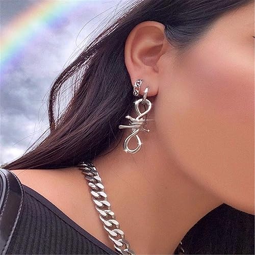 Miniatura 2 de ONLYJUMP Pendientes de alambre de espinas para mujeres y hombres, personalizados, de aleación gruesa, de alambre de púas, punk, gótico, hip hop,