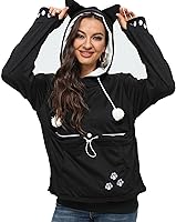 Vista 9 de BOMBAXCEIBA Bolsa para mascotas con capucha para mascotas pequeña, bolsa para perros y gatos, sudadera con capucha y bolsillo de canguro, con orejas