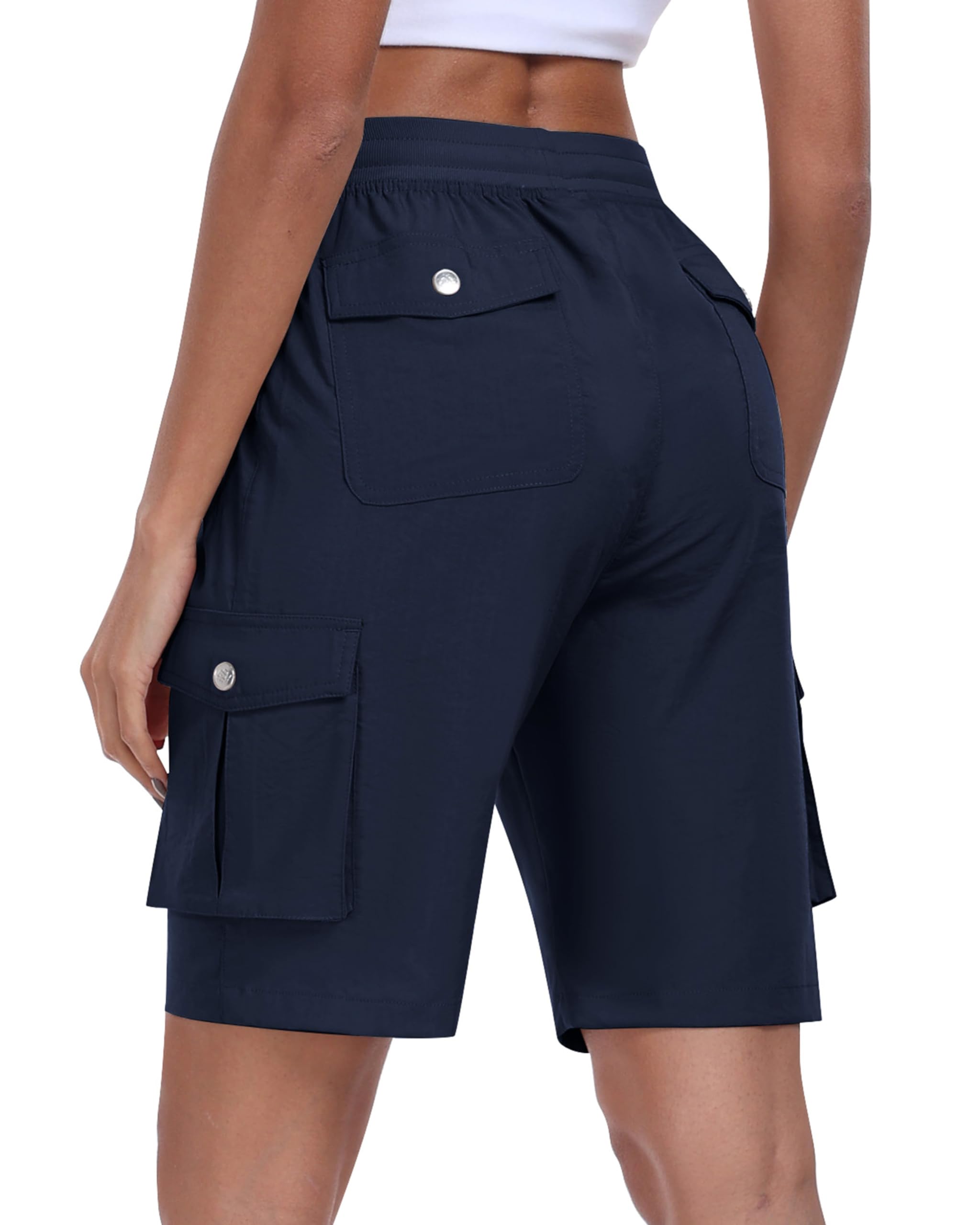 MoFiz Short Cargo Femme Shorts Bermuda Été élastique Taille Léger Short de Randonnée Sport Jogging Décontracté Extérieur avec 6 Poches