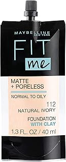 Maybelline New York Fit Me Matte + Poreless Liquid Foundation, Pouch Format, 112 Natural Ivory, 1.3 Ounce
