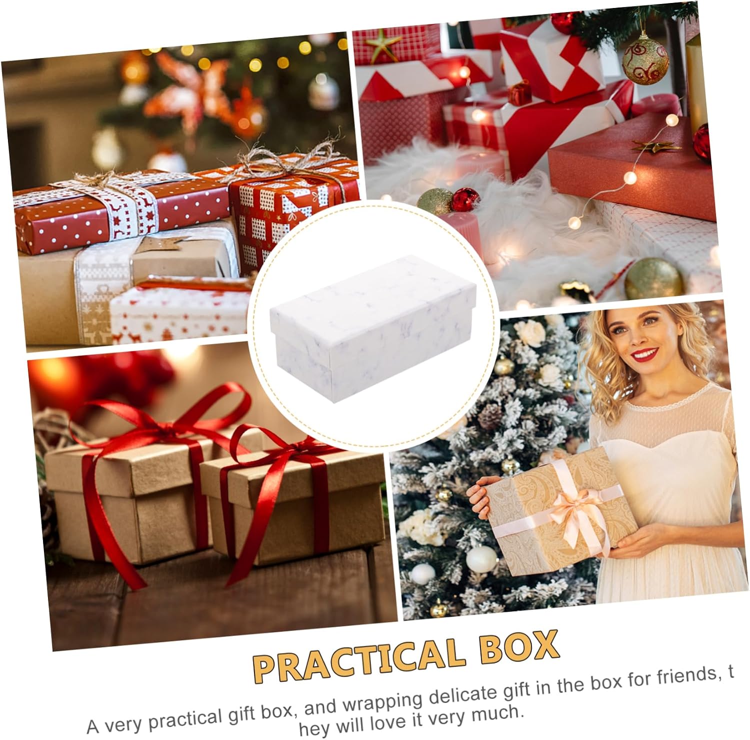 MERRYHAPY 2pcs Marble Pattern Gift Boxes Christmas Luxury Presentation Box