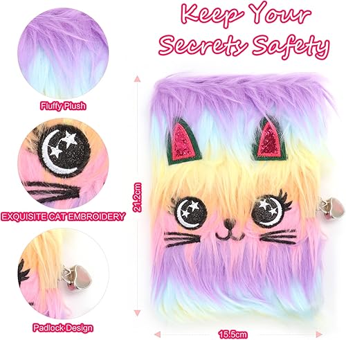 Miniatura 5 de WIEWUSCH Kit de diario de bricolaje para niñas de 8 a 12 años y diario de niñas con cerradura, paquete de 2 cuadernos de recortes, juego de arte