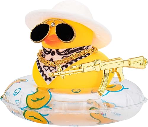 Miniatura 10 de wonuu Decoración de pato de goma para automóvil, accesorios de decoración de tablero de instrumentos de vaquero occidental con mini anillo