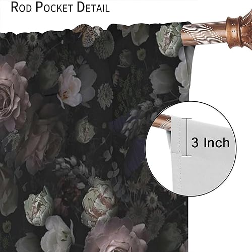 Miniatura 149 de Retro 70s Floral Blackout Window Curtains, Watercolor Flower Plant Rustic Modern Style Pattern Window Drapes, for Bedroom Living Room 42x45in 2