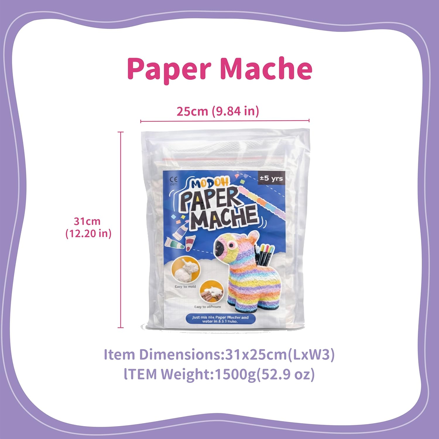 Instant Paper Mache Powder 3.3 Pounds White with Aluminum Mesh, Papier Mache Mix Object to Decorate, White Paper Mache Clay for Drawing, Art Clay Perfect for Artists and Crafts Projects