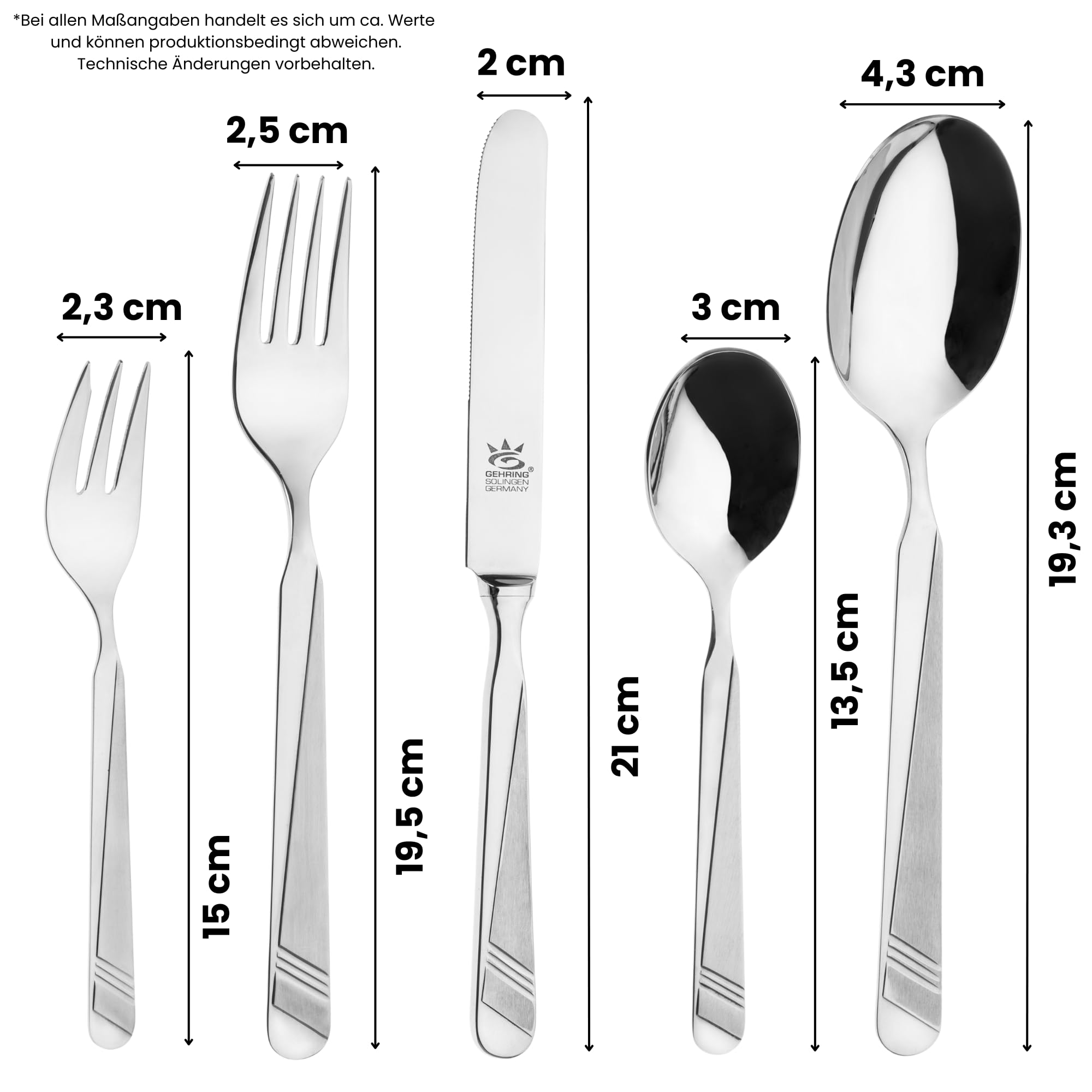 Gehring Solingen Besteck Set Esprit 30-teilig I Edelstahlbesteck I hochwertiges Essbesteck inklusive 6 Menümesser I Besteck Set 6 Personen I spülmaschinengeeignet I Made in Solingen Germany
