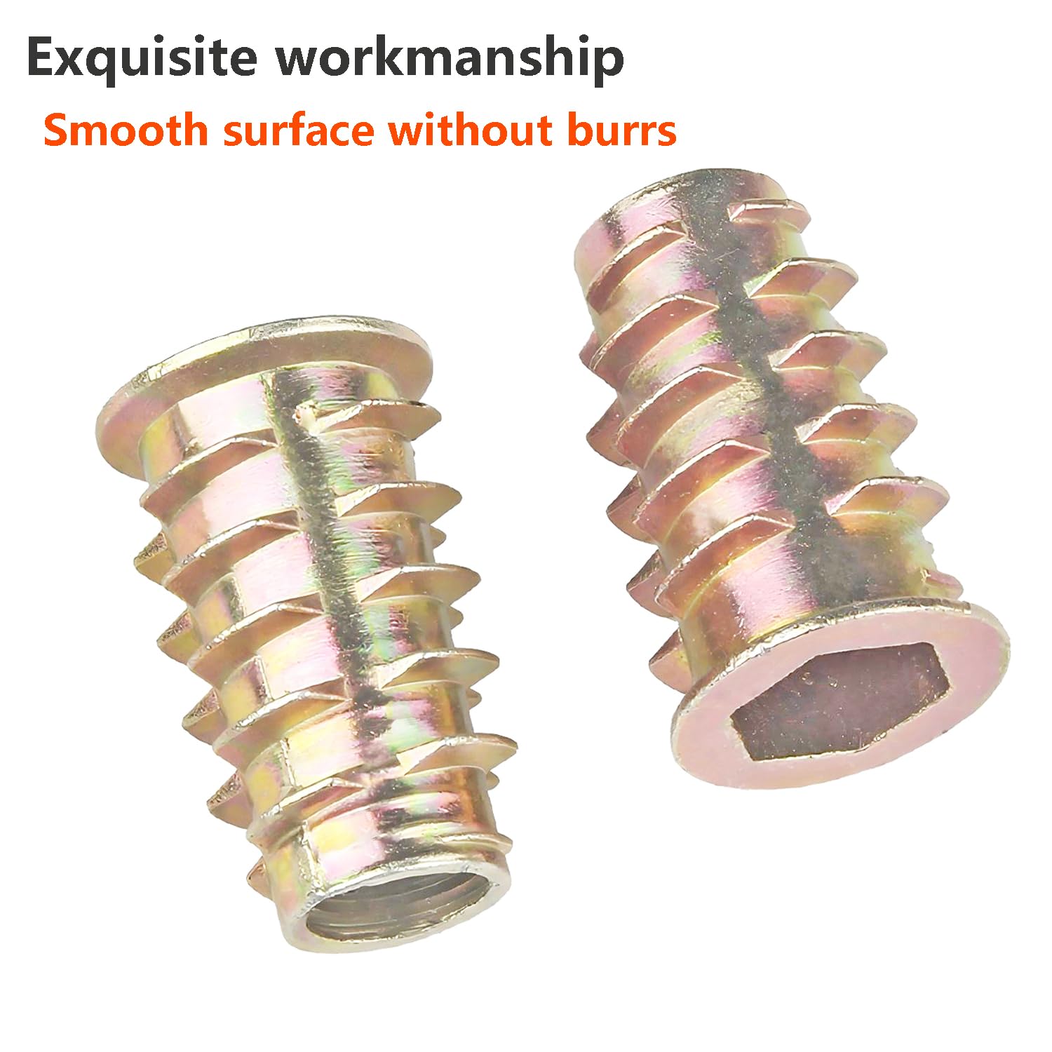Qrity Dadi a Testa Esagonale Filettati in Lega di Zinco, 20 Pezzi M8 x 13mm Dadi con Inserto Filettato, Dadi Filettati per Legno per Mobili