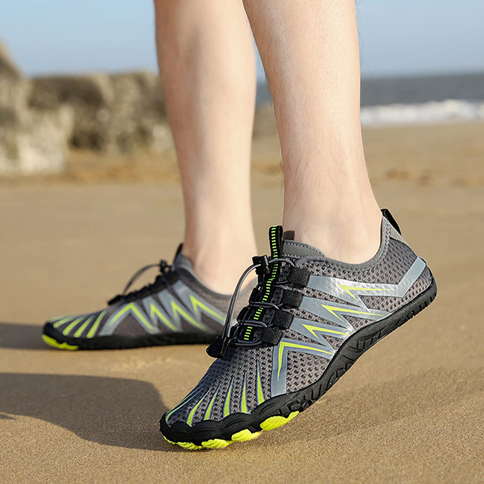 Damen Wasserschuhe Herren Schwimmschuhe Strandschuhe Atmungsaktive Leichte Barfußschuhe Surfschuhe Wassersport Strand Schwimmen Surfen Yoga(37 EU, U-Gray)