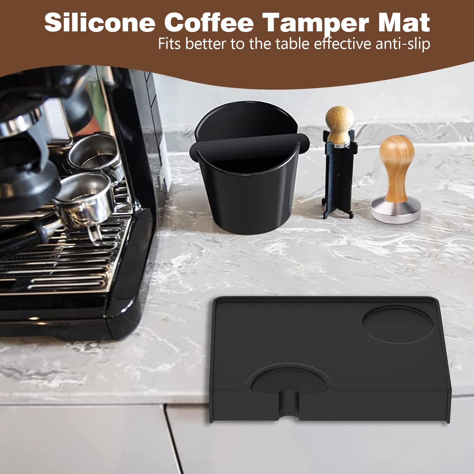 Ustensile Café Tapis De Tassage Café En Silicone - 20x15cm - Antidérapant - Pour Espresso Maison - Protection Comptoir - Accessoire Barista Tapis Antidérapant