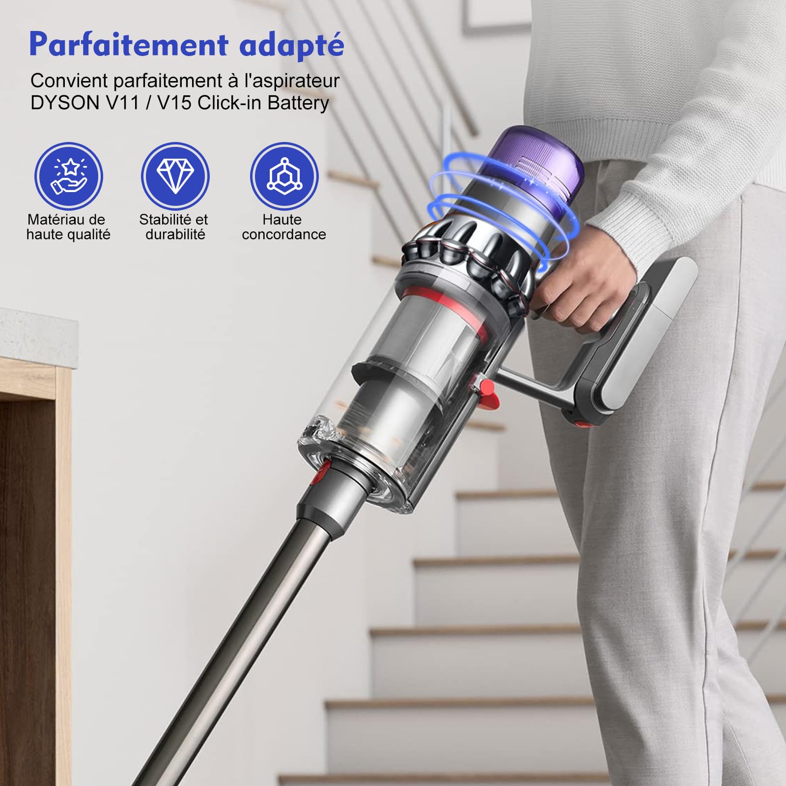 V15 cuerpo principal con gatillo compatible Dyson V11 SV15 V15 SV22 aspiradora (solo Click-in, no apto para V11 SV14 tornillo)