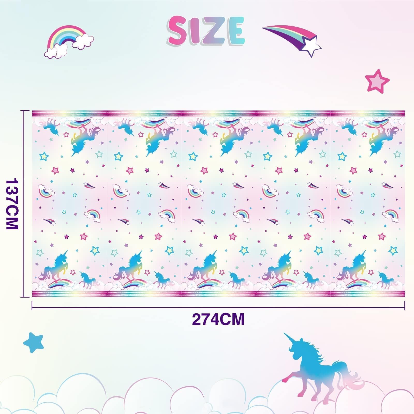 3 Stück Einhorn Tischdecken 130x220cm – Magische Geburtstagsdeko Für Mädchen Party & Kinderfeier