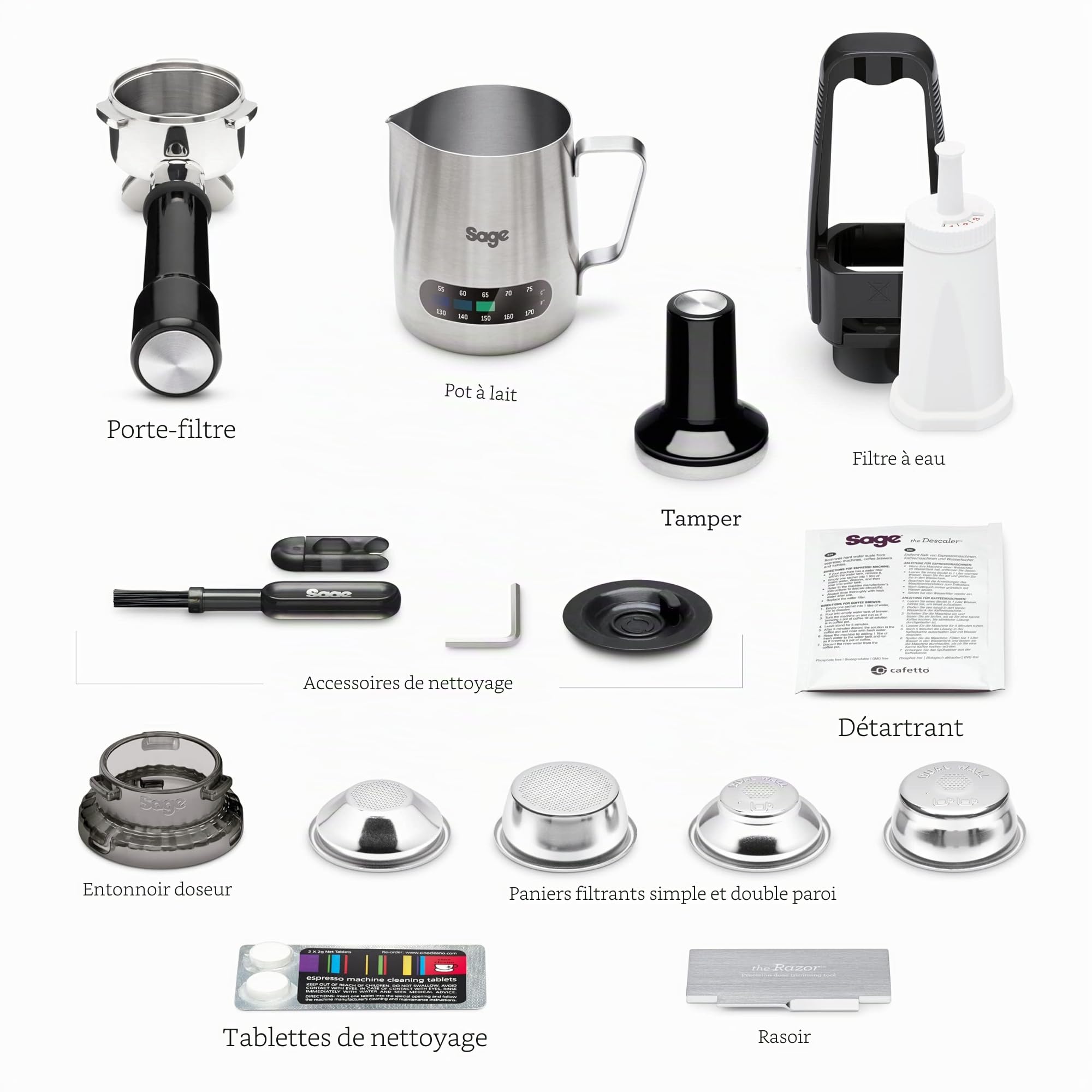 Sage - The Barista Express - Machine à Café avec Mousseur à Lait Manuel et Moulin - Mouture Automatique, Mousse Personnalisée - Acier Inoxydable Brossé, Pichet à Lait avec Thermomètre