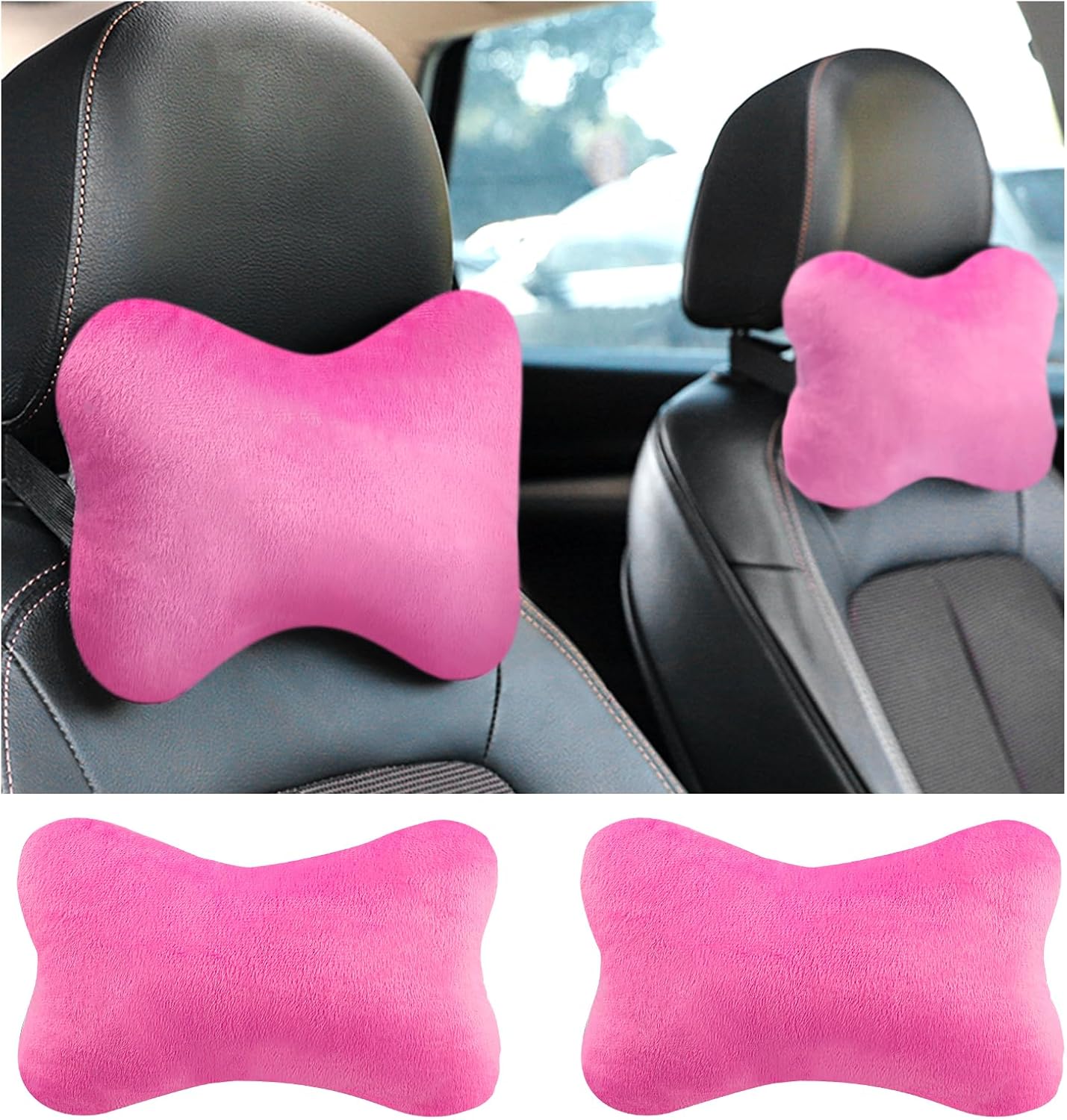 2PCS Car Headrest Pillow,Soft & Comfortable Car Neck Pillow for Driving Fatigue Relieve,All-Season Universal Cars Head Rest Pillows Automotive Interlor Accessorles for Cars,SUVs
