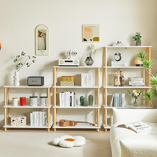 Miniatura 2 de IBUYKE Estantería abierta de madera de 3 niveles  Moderno organizador de almacenamiento independiente, estantes de pie, soporte de exhibición