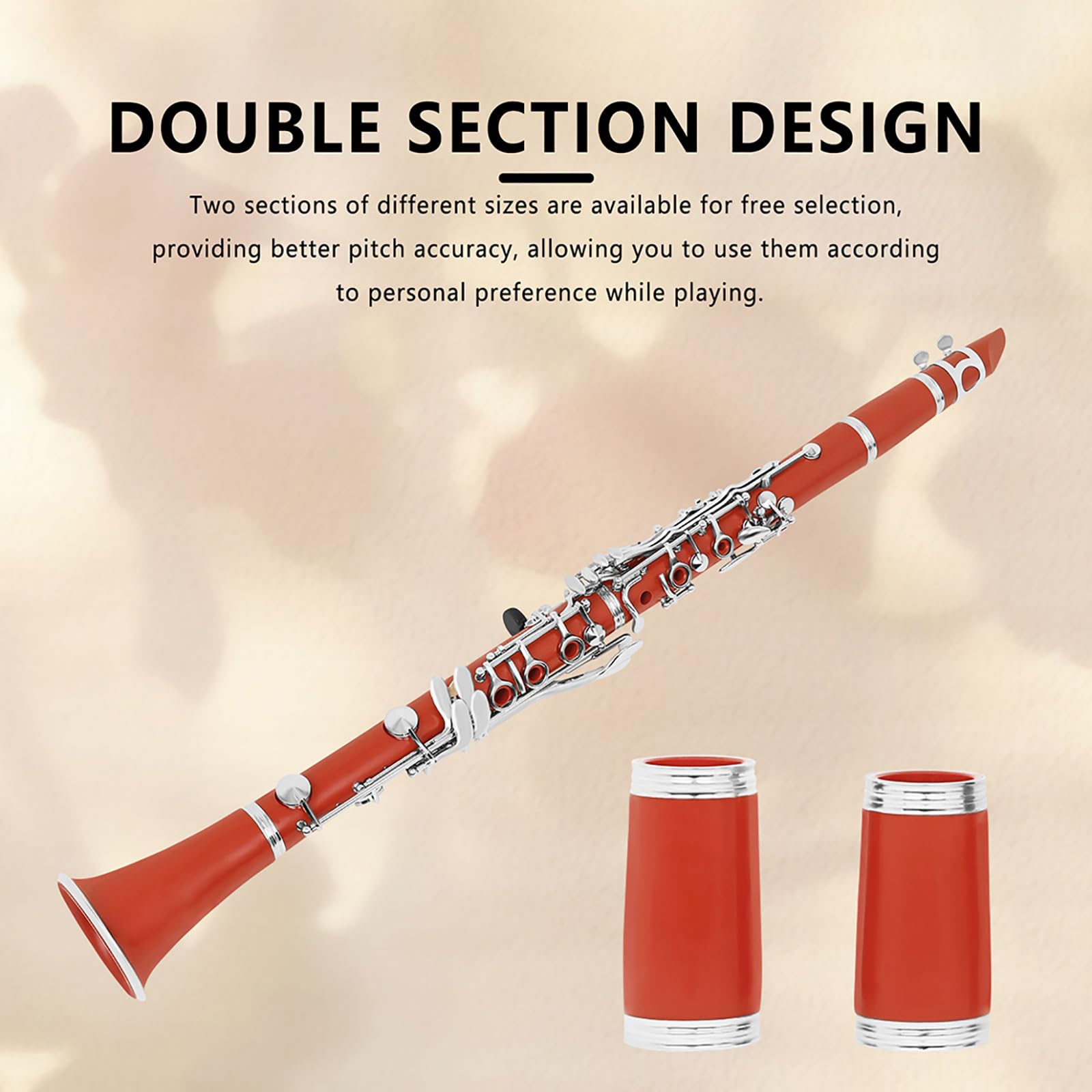 Clarinetto piatto in ABS B con cuscinetti italiani e tasti di precisione, perfetto per esercitazioni in aula di musica e clarinetto per studenti di palcoscenico, con doppia regolazione