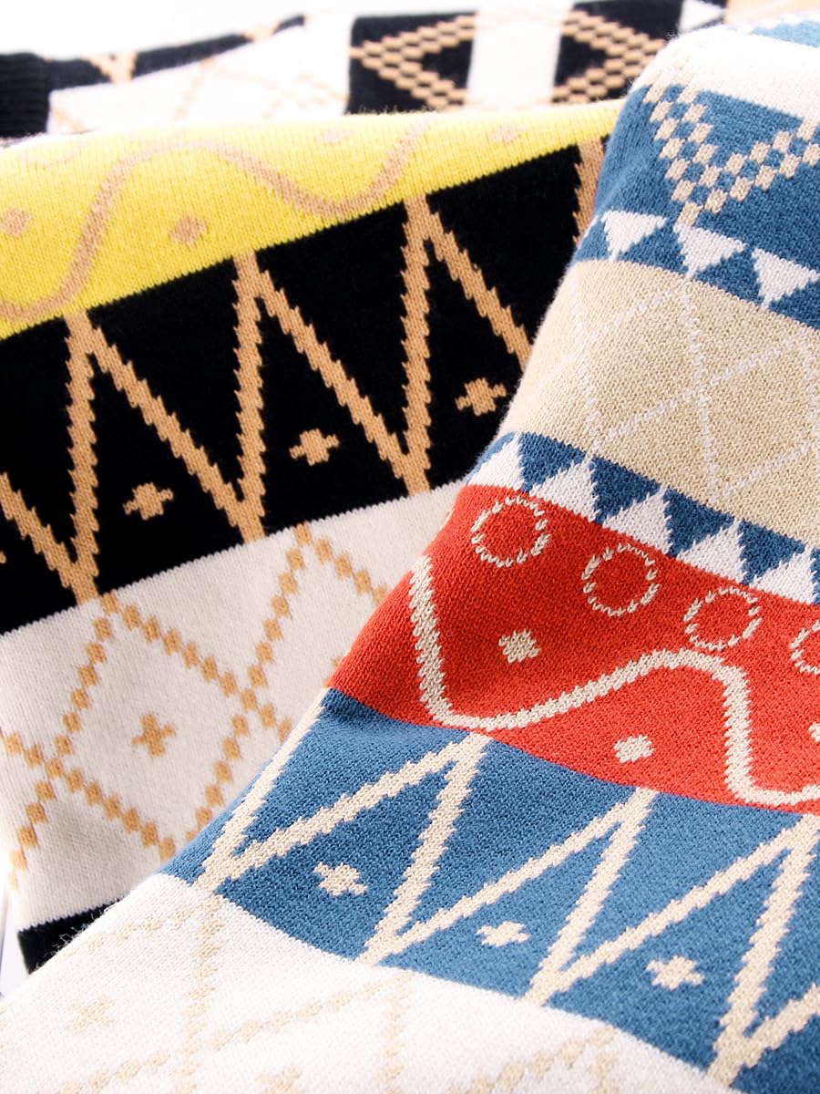 Toddler Baby Boys' Plaid Knit Sweater Long Sleeve Pullover Kids Cable Crew Neck Fall Winter Sweatshirts (Black,120/4-5 Y,Unisex,Big Kid,US,Age,4 Years,5 Years)