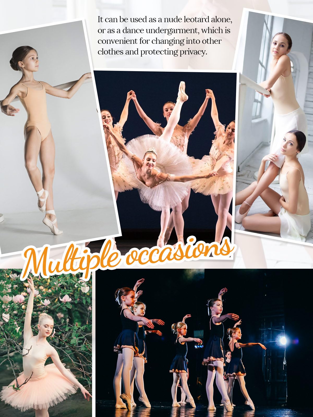 Body Danza Bambina Body Color Carne Bambina Sottobody Ginnastica Ritmica Nude Balletto Intimo Senza Cuciture con Spalline Regolabili