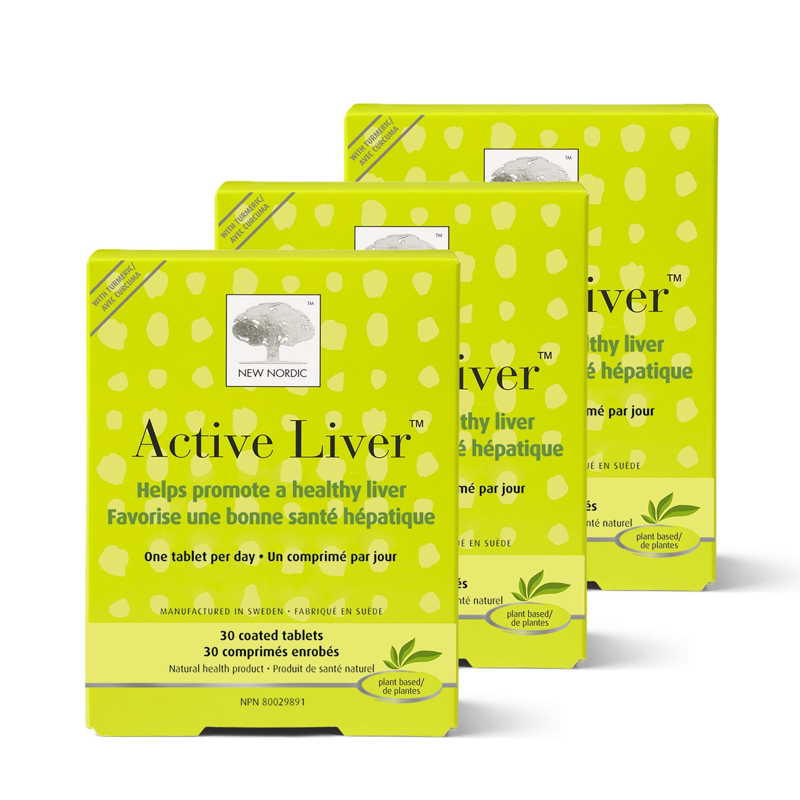 New Nordic Active Liver - Herbal Supplement for Liver Detox Support - Contains Milk Thistle, Globe Artichoke & Turmeric - Non-GMO, Dairy-Free & Gluten-Free - 30 Vegan Tablets (Pack of 3)