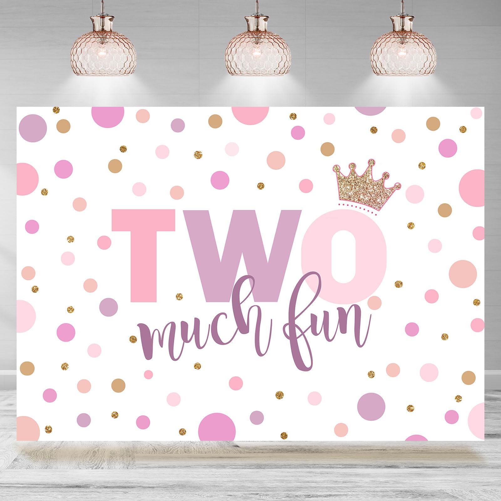 Rsuuinu 2nd Birthday Backdrop for Girl Kids Two Much Fun Pink Purple Colorful Dots Princess Photography Background Girls Second Birthday Party