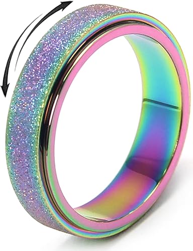 MHWTTY Anillo para aliviar la ansiedad  Diseño Fidget Spinner para mujeres y hombres, juguete para aliviar el estrés