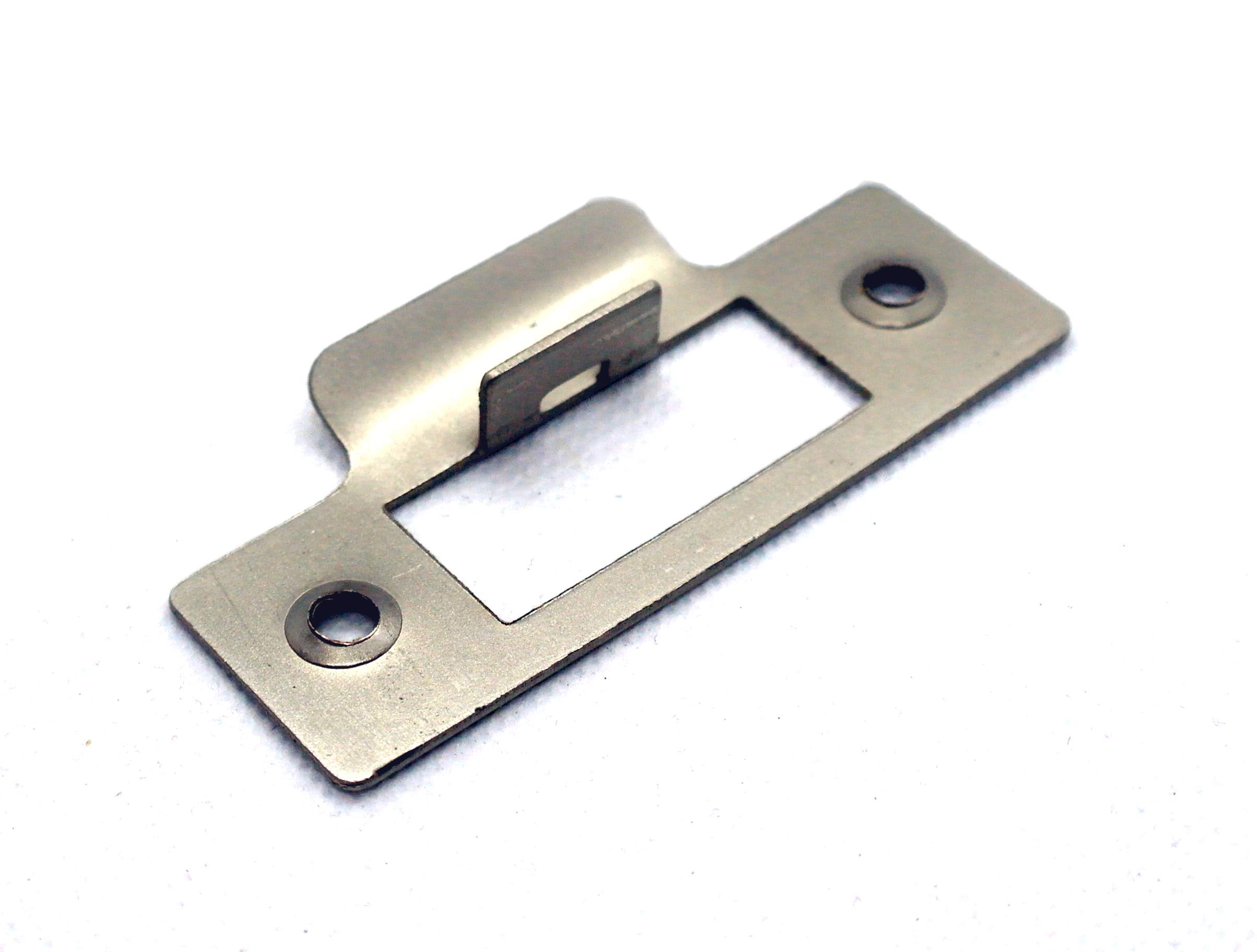 Satin Strike Plate Single Brushed for Mortise Lock or Tubular Latch (Single Strike Plate), Brushed Steel - Image 3