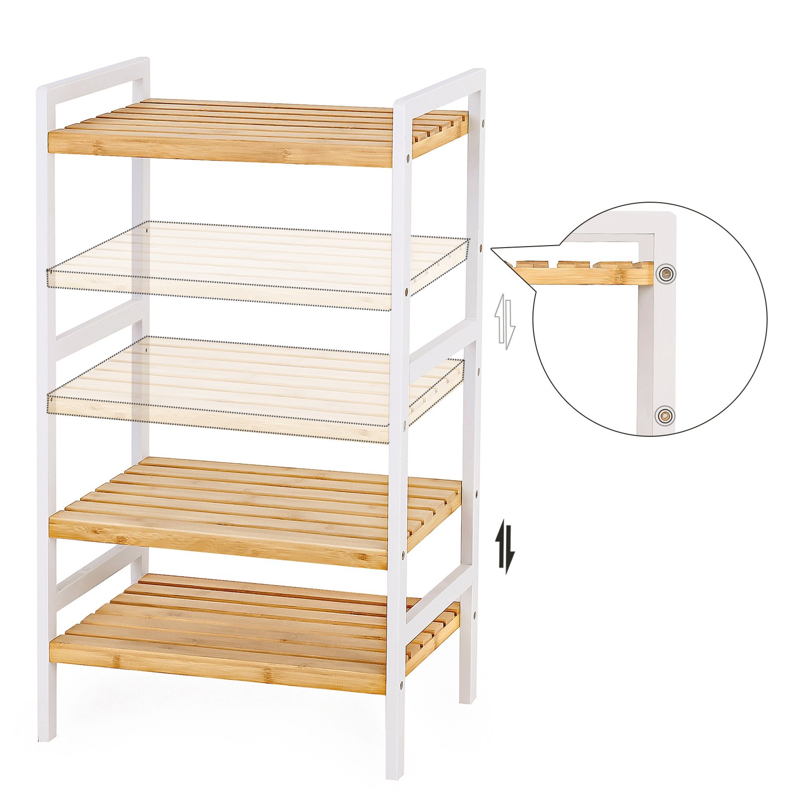 SONGMICS Scaffale Portaoggetti in Bambù a 3 Ripiani, per Bagno, Cucina, Camera da Letto - 45 x 31,5 x 80 cm BCB73Y