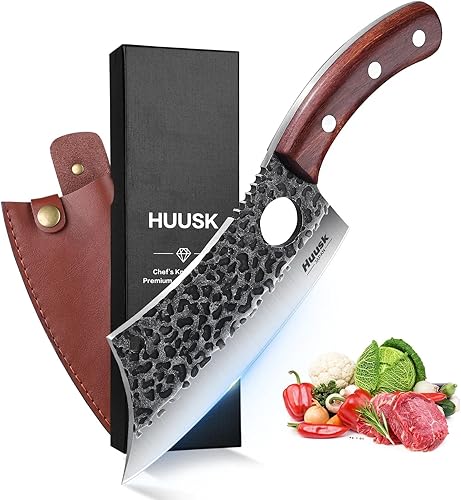 Miniatura 9 de Huusk Cuchillo de carnicero para cortar carne, cuchillo profesional de cortar carne de 7.5 pulgadas, cuchillos de chef de espiga completa con