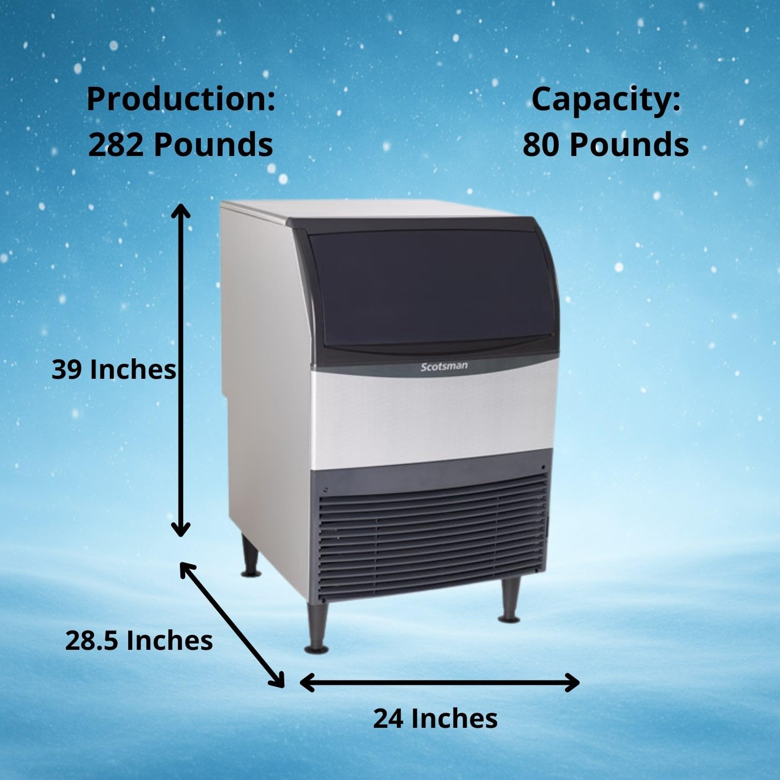 Scotsman Undercounter Medium Cube 24" Ice Maker - 282 lb/Day, 80 lb Storage Bin on Fridge.com