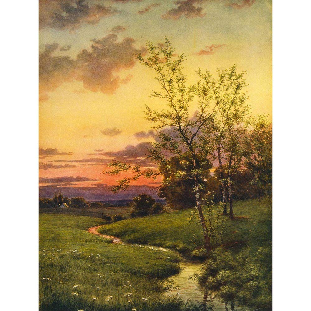 Wee Blue Coo Paintings Landscape Sunset Countryside Tree Art Print Poster Wall Decor 12X16 Inch