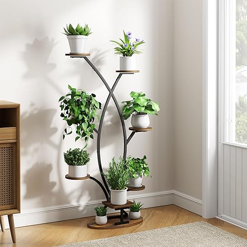 Miniatura 2 de Soporte para plantas de interior con luz de crecimiento, estante esquinero de 8 niveles para plantas de interior, estante de plantas de 57 pulgadas