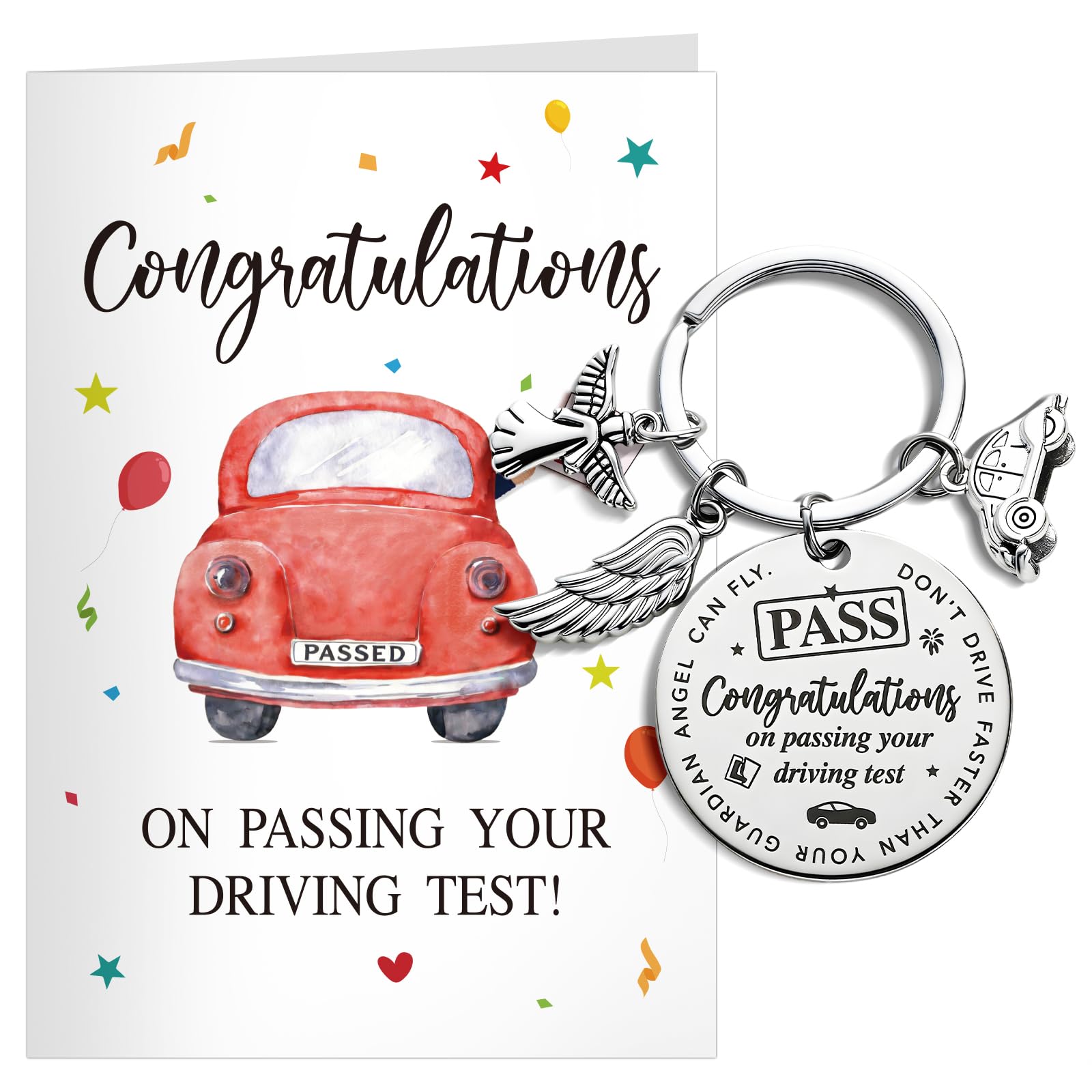 DOORIO Passed Driving Test Gifts, Congratulations On Passing Your Driving Test Drive Safe Keyring with Congratulations Card for Learner Driver 17th Birthday New Driver Gifts