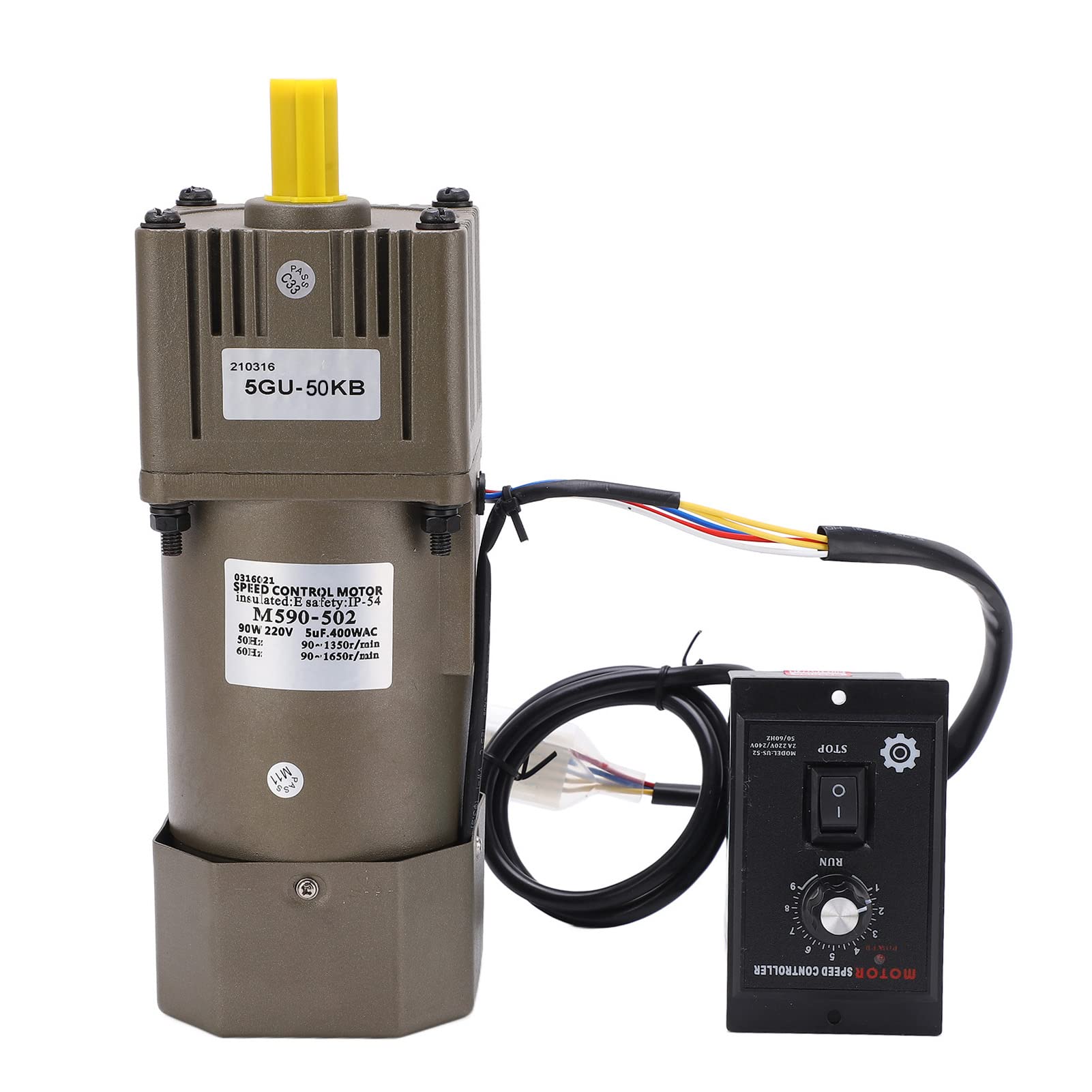 motor asincrono monofasico + Motor de engranaje eléctrico, CA 220V 90W Velocidad ajustable de desaceleración del motor de engranaje asíncrono monofásico(50K)