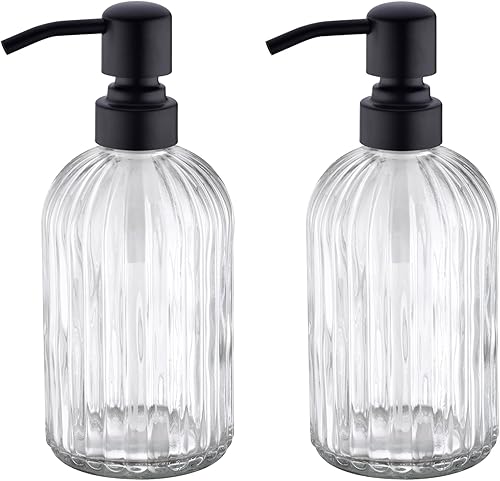 Miniatura 1 de Dispensador de jabón de cocina negro mate, dispensador de jabón líquido de baño con bomba de acero inoxidable a prueba de óxido, botella de vidrio