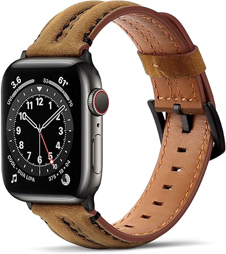 Miniatura 2 de Tasikar Correa compatible con Apple Watch Band de 1.61 pulgadas, 1.57 pulgadas, 1.49 pulgadas, correa de repuesto de cuero genuino compatible con