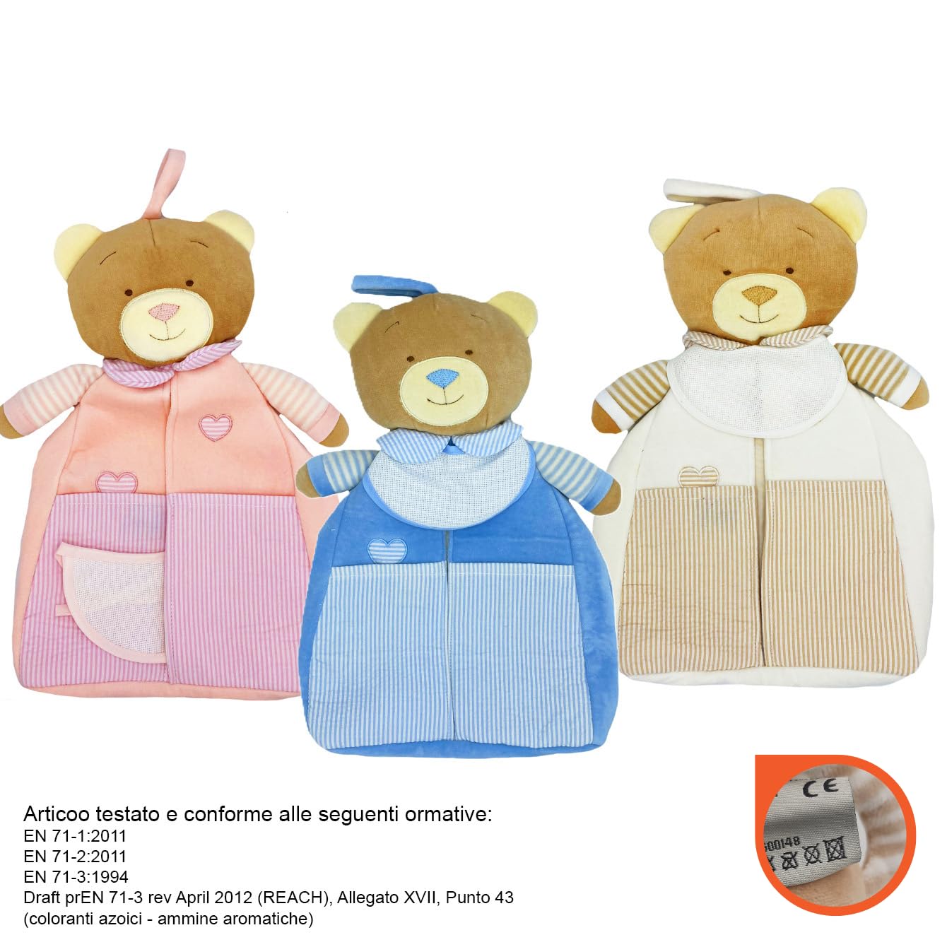 Orso portaoggetti e pannolini da ricamare (ROSA)