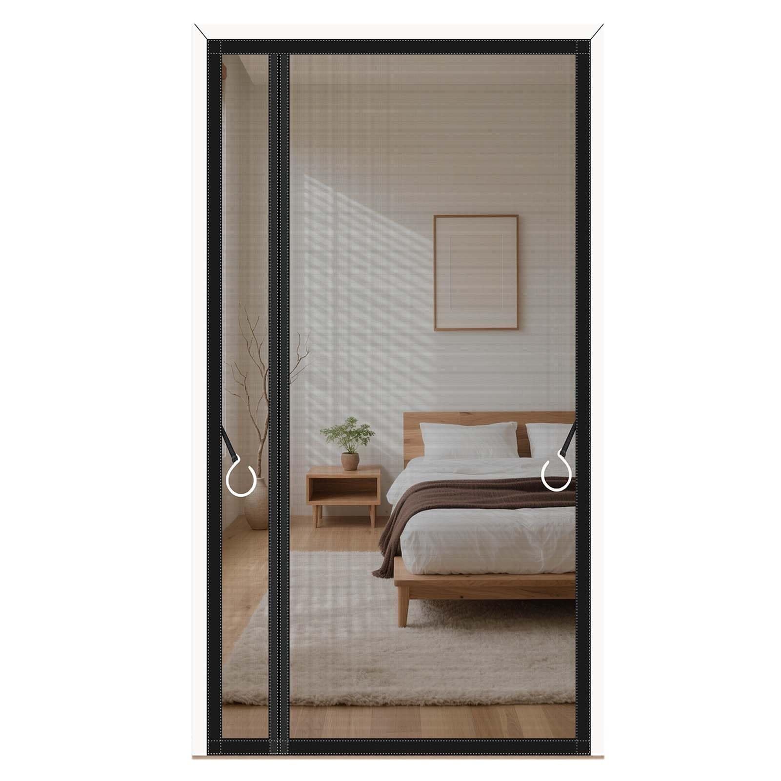 Fly Screen Door Curtain with Magnetic Closure, Effective Insect Protection for Balcony Door & Home Access, Pet-Friendly, Easy to Assemble, Breathable & Flexible (F, 120 x 230 cm)