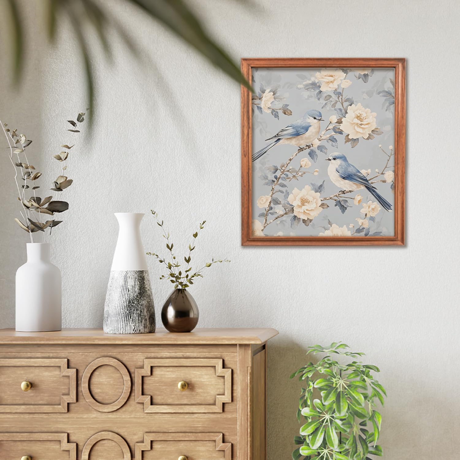 RLTXBUK Vintage Chinoiserie Floral Bird Diamond Art Kits, Cottagecore Botanical Peony Flower Bird Gem Diamond Painting Art Kits for Kids Adults Beginners, 9.8x11.8 Inch