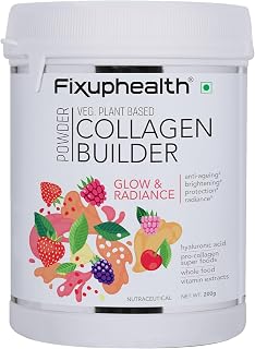 Fixuphealth Collagen Builder Veg Plant based powder for Women and Men for Skin Glow with Hyaluronic Acid Glutathione Vitam... Price In India