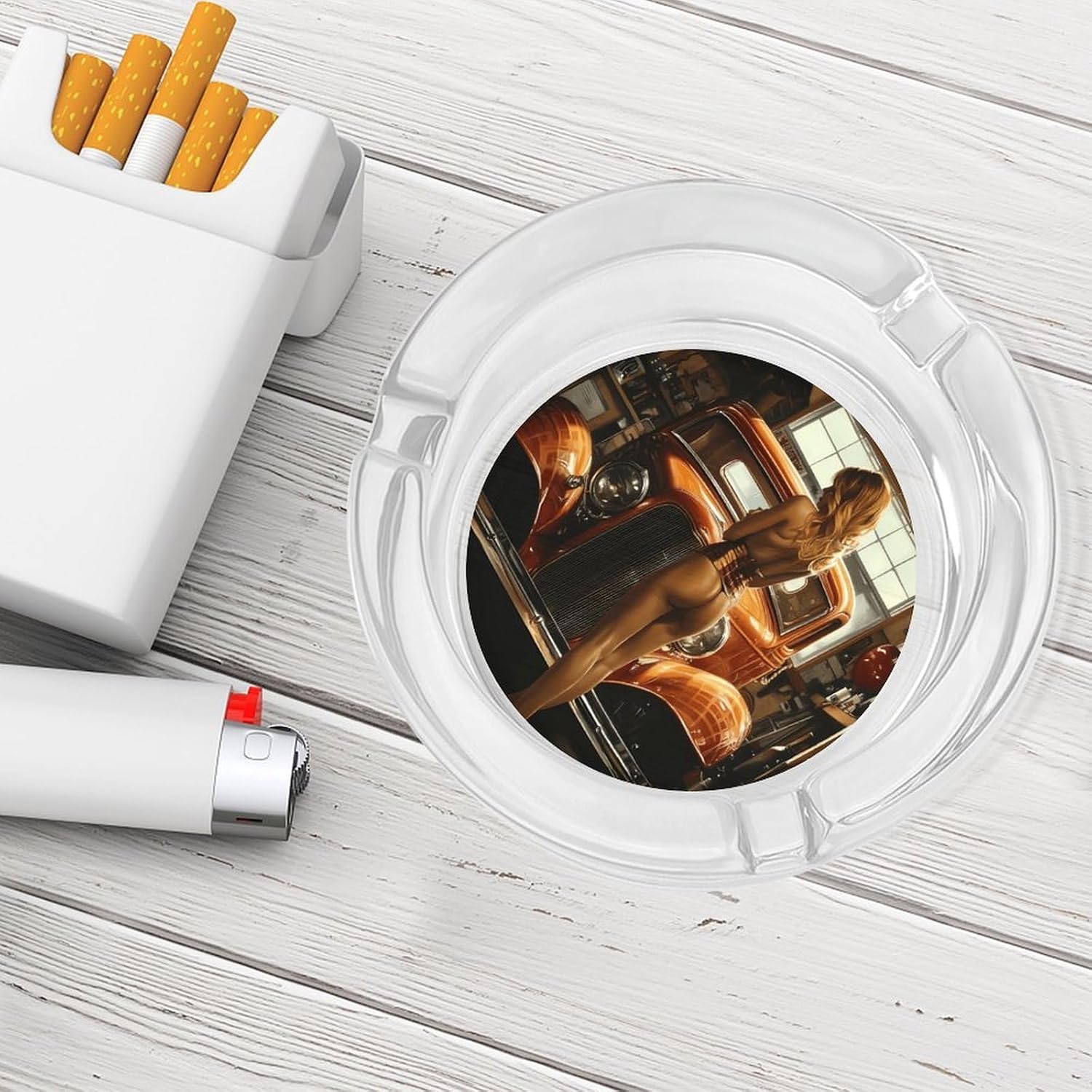 Pinup Women Sexy Hot Rod Car Garage Man Cave Ashtray Portable Ashtrays for Outdoor Indoor Home Decor Smoking Accessories image 4