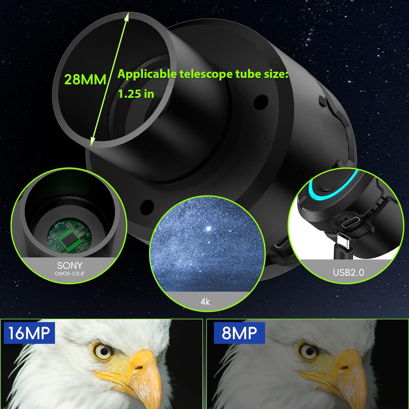 Oculaire numérique WiFi sans fil pour télescope caméra 4K enregistrement vidéo prise de photos batterie intégrée oculaire électronique pour télescope