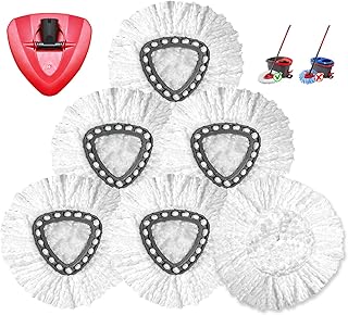 6 Pack O Cedar Mop Replace Head Compatible with O Cedar EasyWring - O Cedar Spin Mop Refills Microfiber Mop Easy Cleaning Floor Head Mop for Floor Cleaning Includes 1 Rotating Mop Base