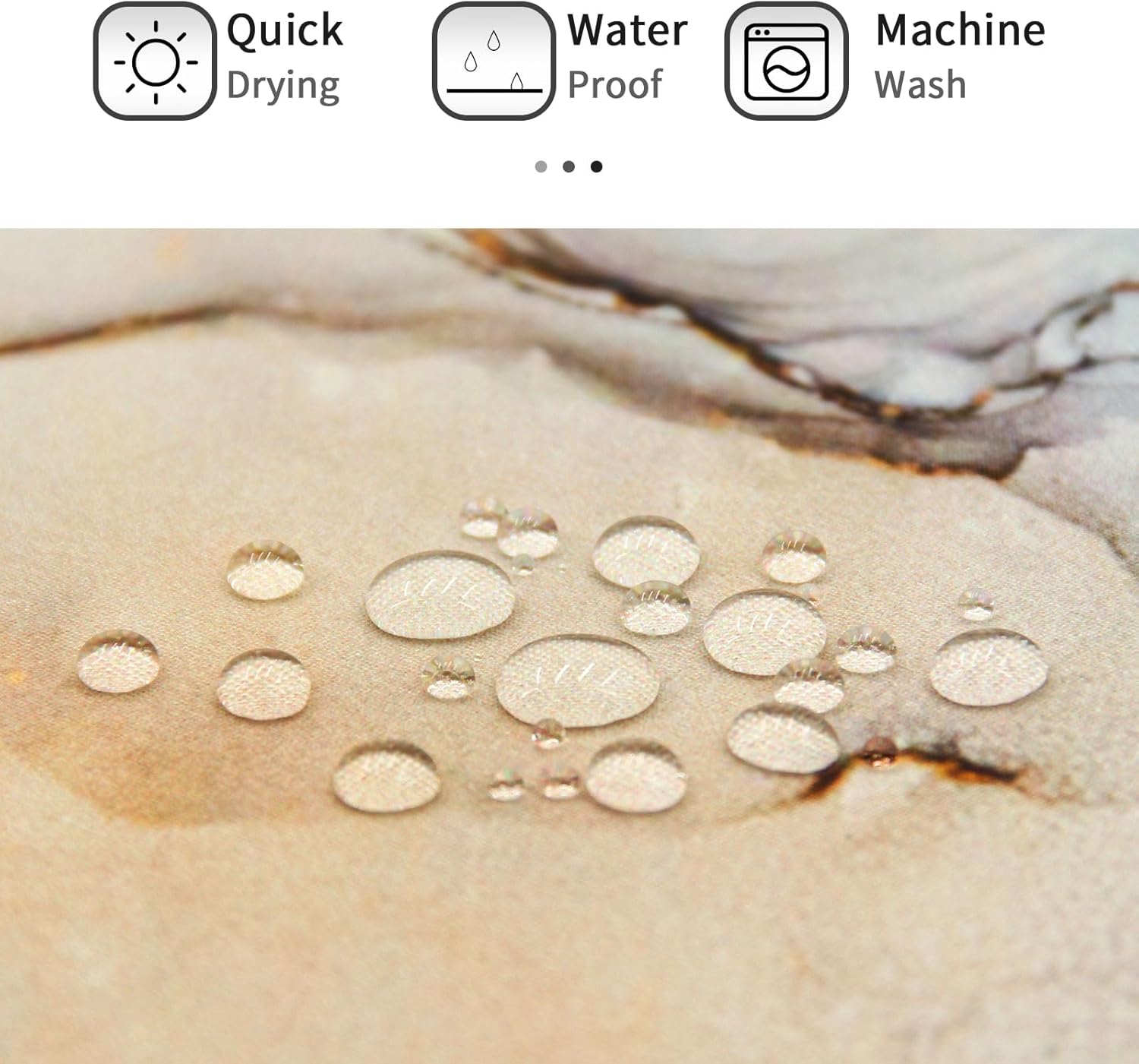 Gibelle Extra Long Shower Curtain 72 x 84, Tall Abstract Grey Blue Marble Shower Curtain, Modern Ink Art Waterproof Fabric Shower Curtain Set with Hooks