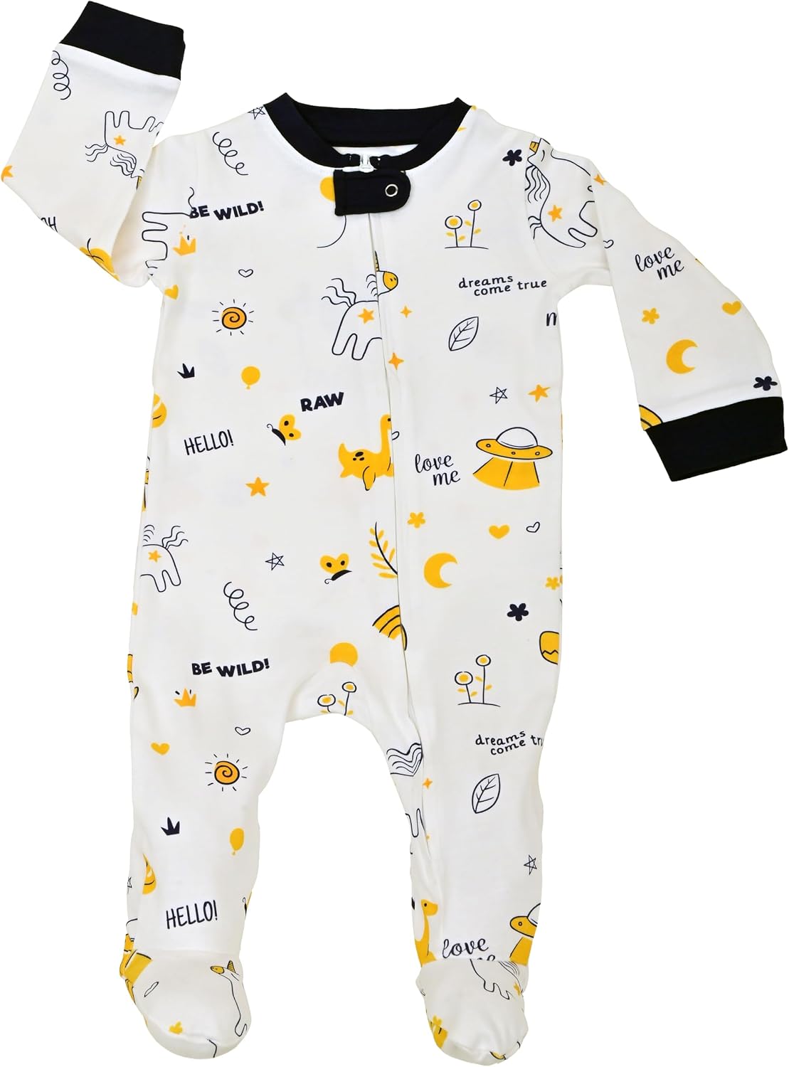Tiny Cuddles Baby Pajamas Zip Front Footed Rompers, 100% Organic Cotton Baby Unisex Pajamas, Unisex Baby Clothes