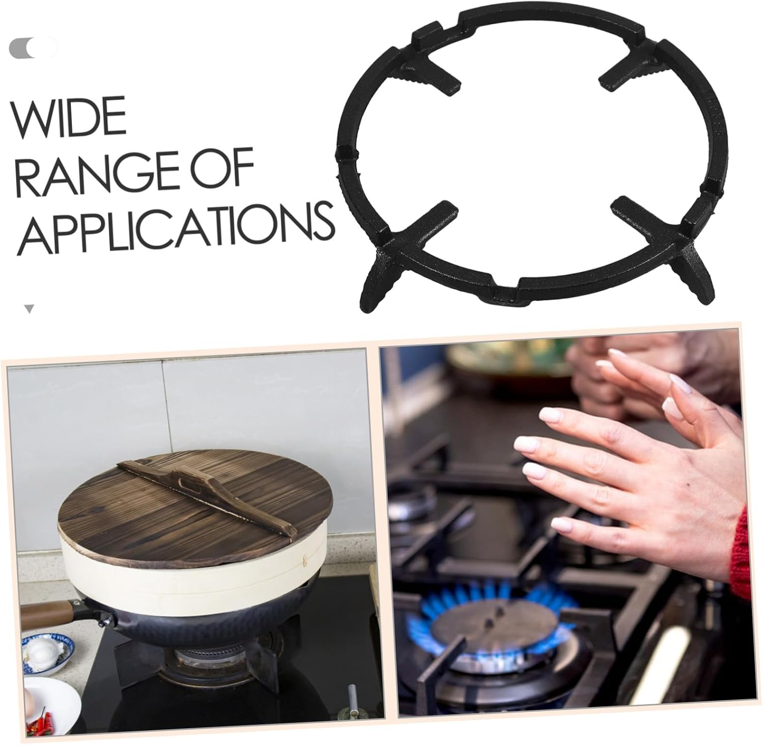Cast Iron Wok Ring for Gas Stove, Non Slip Claw Design