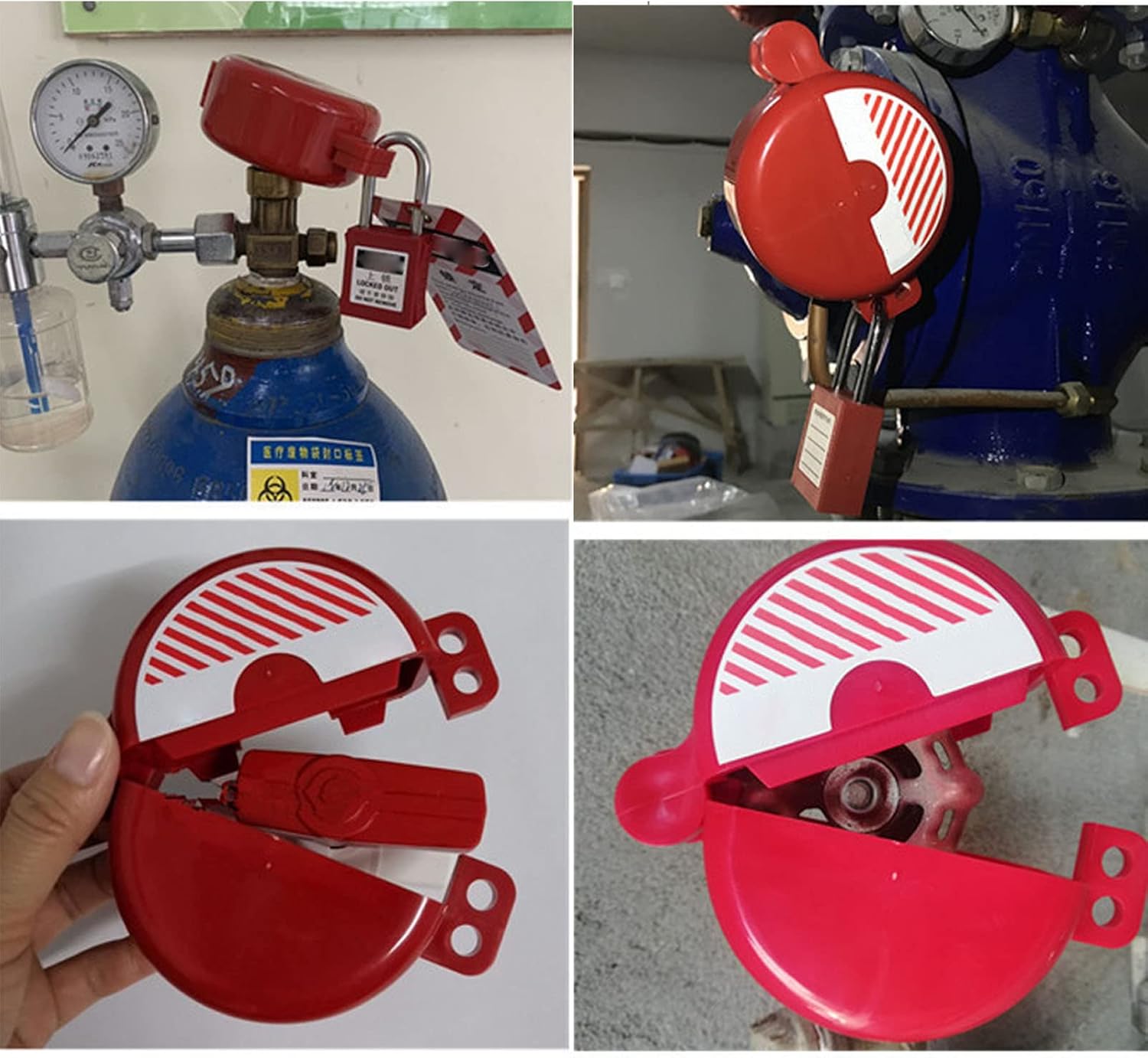 Joyzan Gate Valve Lockout, Safety Padlocks Device Hose Bib Secure Lock Handles Tagout Hose Protector Cover Outdoor Water Spigot Propane Tank Faucet Knob Outside Garden Oil Natural Gas Winter Red