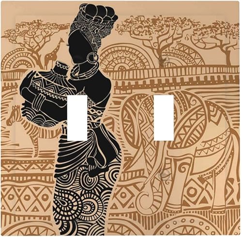 Miniatura 2 de Placa de pared de doble palanca de 2 cuadrillas, diseño de elefantes cebra, placa frontal eléctrica, placa frontal eléctrica para niña negra, para