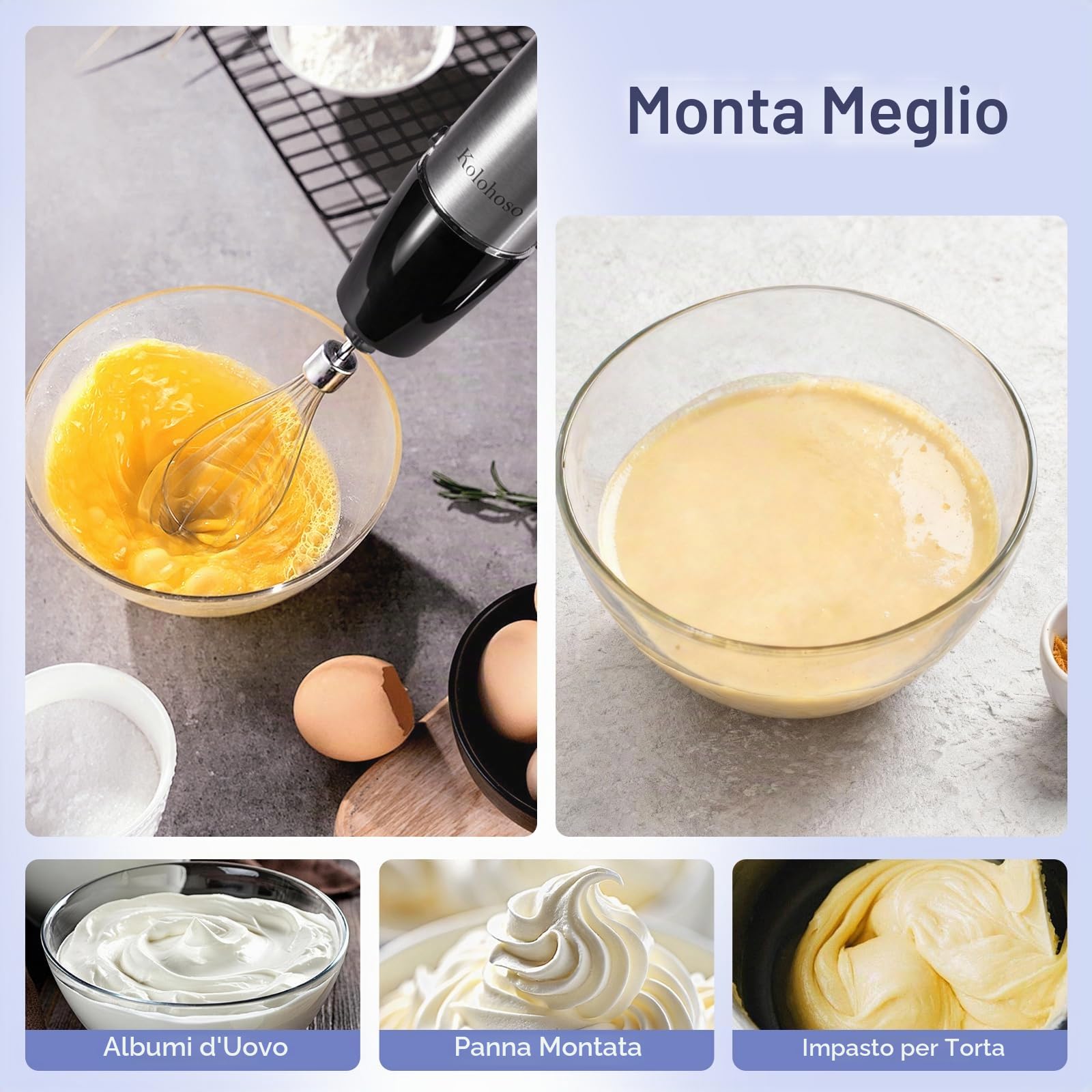1500W Frullatore a Immersione 4 in 1 da 25 Velocità e TURBO | Multifunzione Immersione, Mixer Cucina con Frusta Tritatutto da 500 ml e Misurino da 700 ml per Preparare Pappe Zuppe e Salse