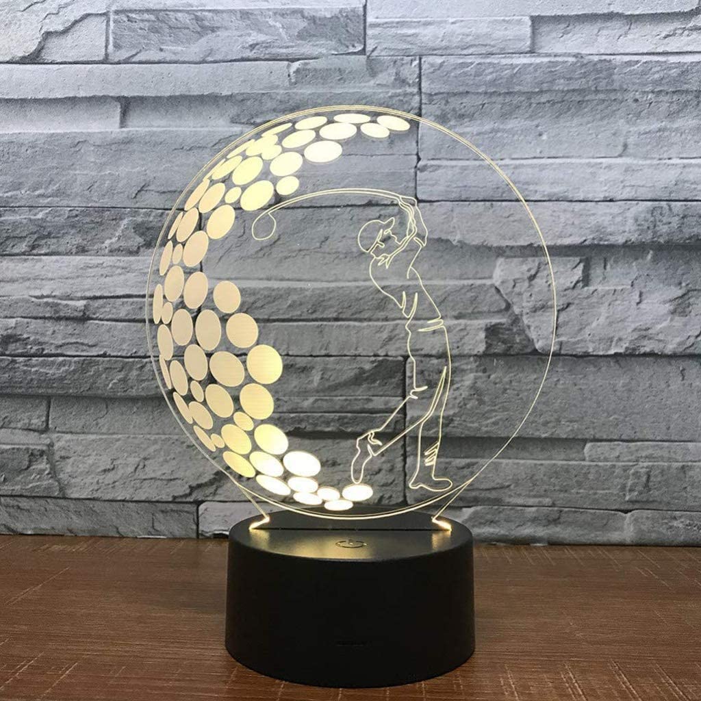 Lumière 3D pour jouer au golf, veilleuse LED 7 couleurs tactile lampe de sommeil USB simple et moderne