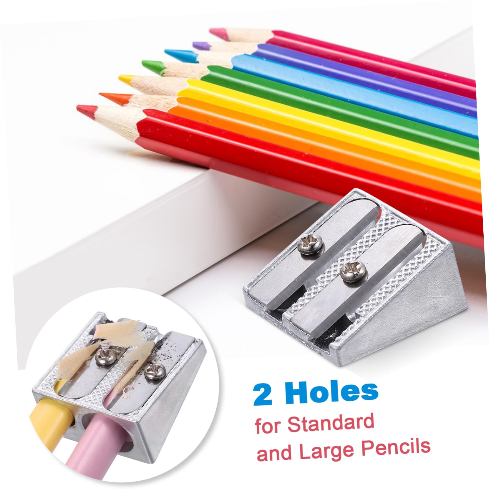 NUOBESTY Lot De 5 Taille-crayons En Métal À Double Trou Pour Bureau 20 Pièces X 5